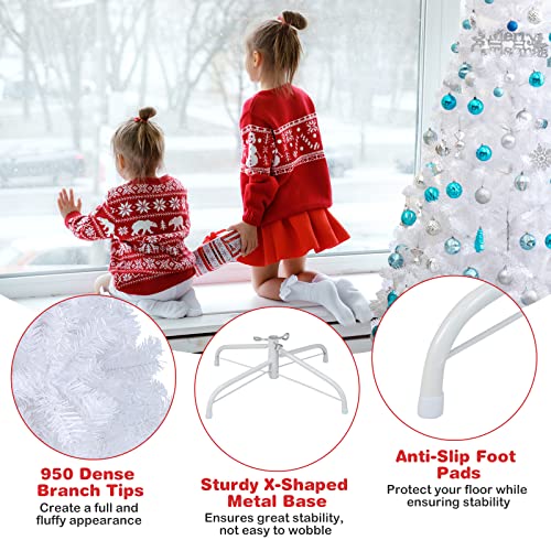 Christmas Tree, Green/White, 7Ft