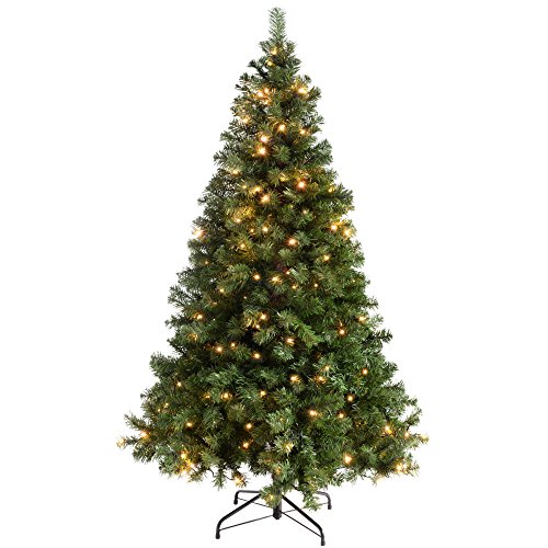 WeRChristmas Pre-Lit Spruce Multi-Function Christmas Tree with 200 LED Lights, 6 feet/1.8 m - Green