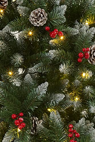 7ft Snow Flocked Evergreen Christmas Tree with Red Berries