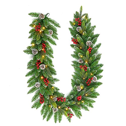 Frosted 2m Christmas Tree Garland with Lights