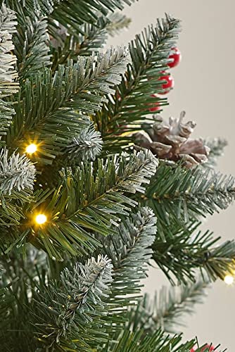 7ft Snow Flocked Evergreen Christmas Tree with Red Berries