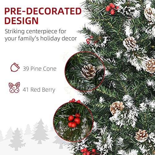 7ft Snow Dipped Slim Pencil Xmas Tree