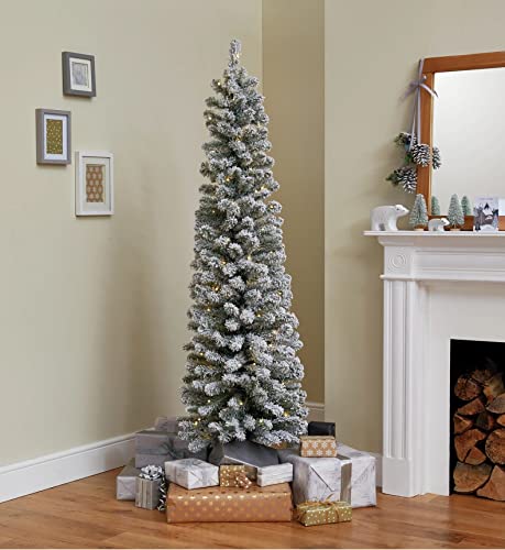 6ft Snow Tipped Pencil Christmas Tree - Green