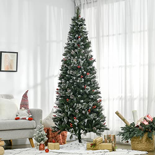 7ft Snow Dipped Slim Pencil Xmas Tree