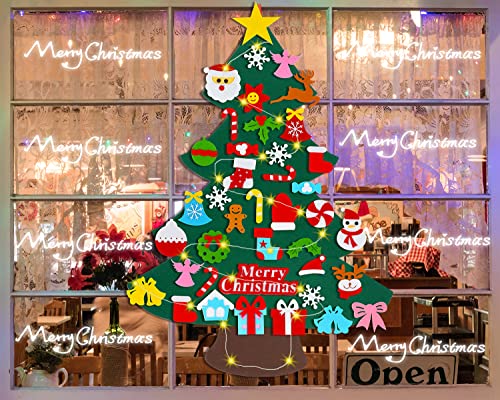 Felt Christmas Tree with 40 Ornaments & 50 LED Lights