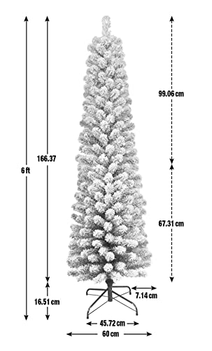 6ft Snow Tipped Pencil Christmas Tree - Green