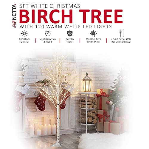 5FT Birch Twig Tree with 120 Warm White LED Lights