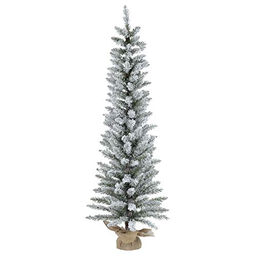 Snowy Pencil Christmas Tree with Jute Fabric Base