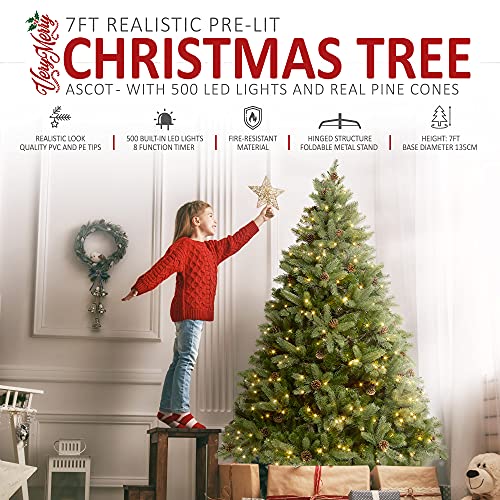 VeryMerry 7FT 'Ascot' Pre-Lit Christmas Tree: Festive Illumination