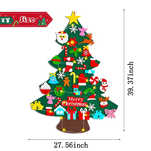 Felt Christmas Tree with 40 Ornaments & 50 LED Lights