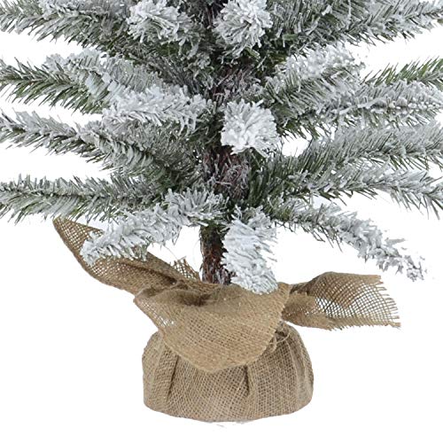 Snowy Pencil Christmas Tree with Jute Fabric Base