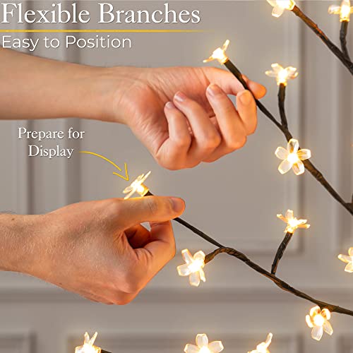 Cherry Blossom Tree 96 LED Light Up Indoor Outdoor Christmas Decoration With Stand 150cm / 5ft (Warm White)