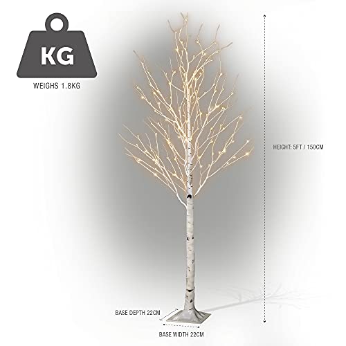 5FT Birch Twig Tree with 120 Warm White LED Lights