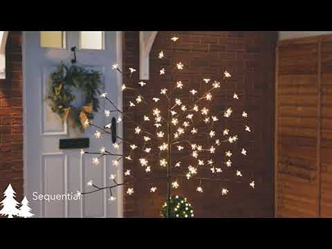 Cherry Blossom Tree 96 LED Light Up Indoor Outdoor Christmas Decoration With Stand 150cm / 5ft (Warm White)