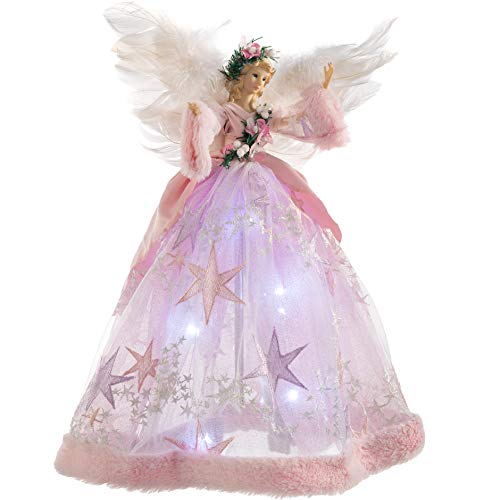 Pink Pre-Lit Angel Tree Topper, 43cm