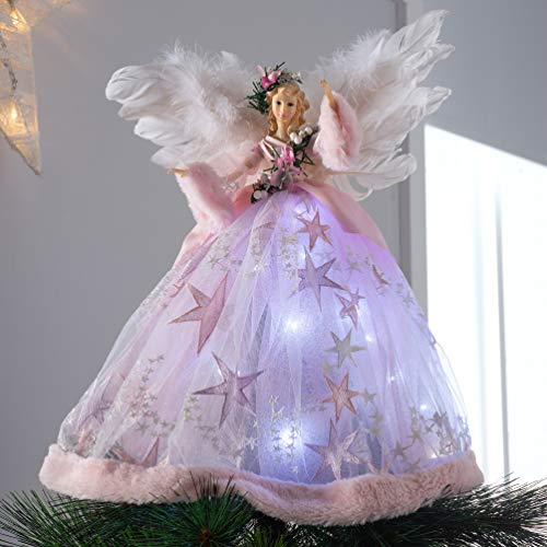 Pink Pre-Lit Angel Tree Topper, 43cm