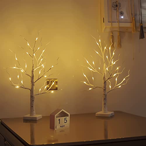 Tabletop Birch Christmas Tree - Warm White LED Lights