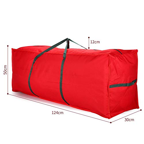 Vinsani® 7ft/9ft Christmas Xmas Tree Decoration Lights Presents Gift Zip Up Sack Fabric Storage Bag Waterproof Décor Accesories Organiser (124 x 30 x 50 cm) - Red