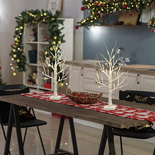 Tabletop Birch Christmas Tree - Warm White LED Lights