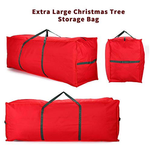 Vinsani® 7ft/9ft Christmas Xmas Tree Decoration Lights Presents Gift Zip Up Sack Fabric Storage Bag Waterproof Décor Accesories Organiser (124 x 30 x 50 cm) - Red