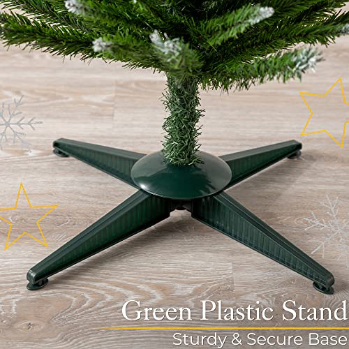 Snowy Pencil Christmas Tree: 7ft, Frosted & Slim