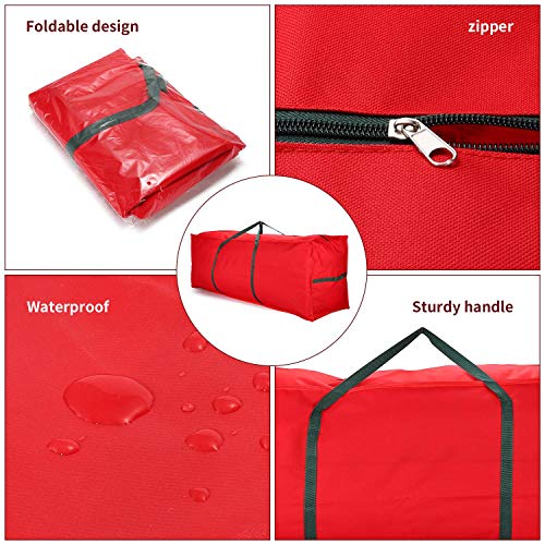 Vinsani® 7ft/9ft Christmas Xmas Tree Decoration Lights Presents Gift Zip Up Sack Fabric Storage Bag Waterproof Décor Accesories Organiser (124 x 30 x 50 cm) - Red
