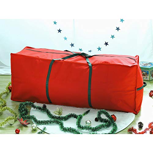Vinsani® 7ft/9ft Christmas Xmas Tree Decoration Lights Presents Gift Zip Up Sack Fabric Storage Bag Waterproof Décor Accesories Organiser (124 x 30 x 50 cm) - Red
