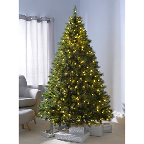 7ft Pre-Lit Victorian Pine Christmas Tree with LED Lights