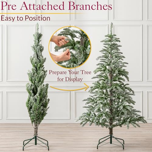 Christow Snowy Christmas Tree 6ft, Luxury Wispy Alpine Fir, Realistic Sparse Artificial Tree With Stand (tree skirt not included)
