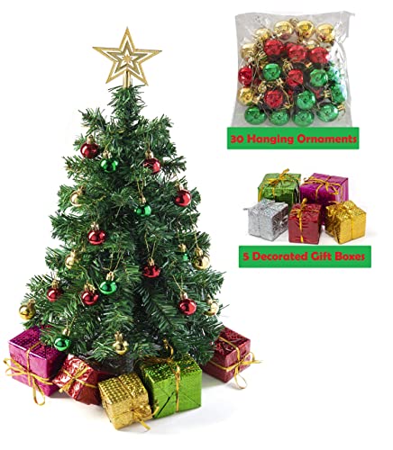 Tabletop Mini Christmas Tree with Hanging Ornaments