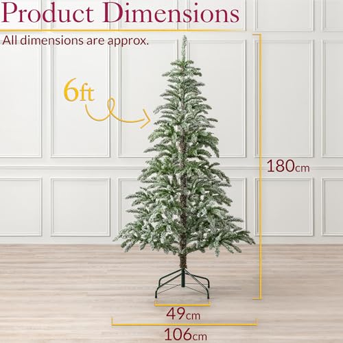 Christow Snowy Christmas Tree 6ft, Luxury Wispy Alpine Fir, Realistic Sparse Artificial Tree With Stand (tree skirt not included)
