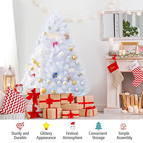 Realistic 5FT White Christmas Tree with Metal Stand