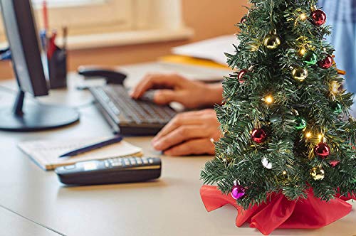 Small LED-lit Tabletop Christmas Tree with Ornaments