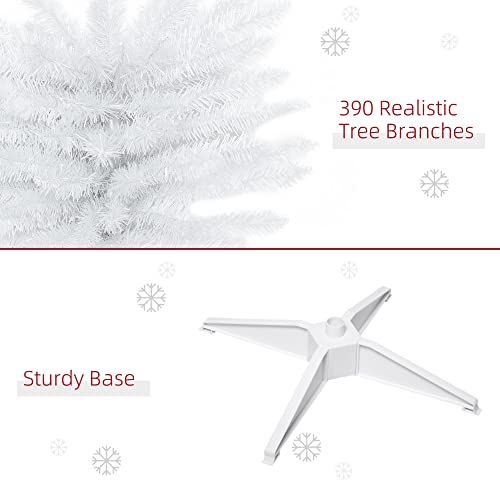 HOMCOM 6FT Artificial Pine Pencil Slim Tall Christmas Tree with Branch Tips Xmas Holiday Décor with Stand White