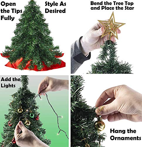 Small LED-lit Tabletop Christmas Tree with Ornaments