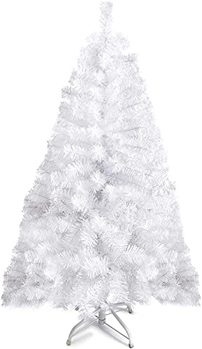 Prextex 4ft Christmas Tree - Artificial Canadian Fir Small Christmas Trees - Lightweight and Easy to Assemble Christmas Tree 4ft with Metal Stand, 320 Tips, Artificial White Christmas Tree
