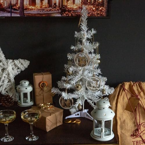 2ft (60cm) Artificial Christmas Tree - Pine Indoor Xmas Tree With Stand - Desktop and Tabletop- By Harbour Housewares