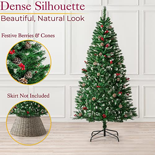 Snowy Pine Cone Berries 6ft Christmas Tree