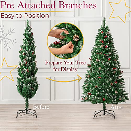 Snowy Pine Cone Berries 6ft Christmas Tree