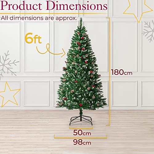 Snowy Pine Cone Berries 6ft Christmas Tree