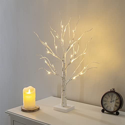 White Twig Christmas Tree with Lights: 2FT Tabletop Birch