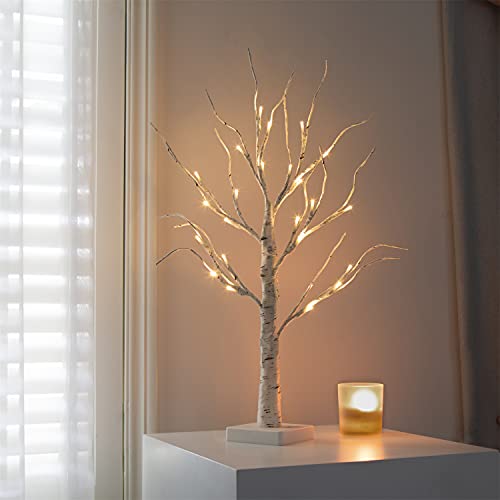 White Twig Christmas Tree with Lights: 2FT Tabletop Birch