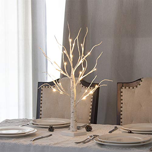 White Twig Christmas Tree with Lights: 2FT Tabletop Birch