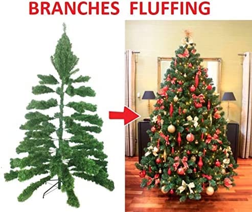 6FT/1.8M Artificial Christmas Tree Xmas Realistic Green Natural Branches with Solid Metal Legs