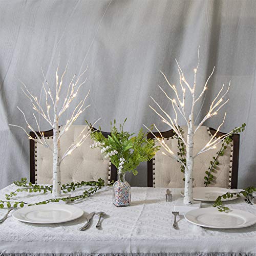 White Twig Christmas Tree with Lights: 2FT Tabletop Birch