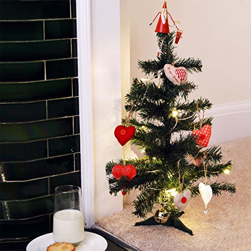 2ft (60cm) Artificial Christmas Tree - Green Pine Indoor Xmas Tree With Stand - Desktop and Tabletop- By Harbour Housewares