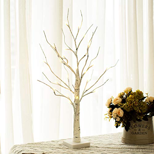 White Twig Christmas Tree with Lights: 2FT Tabletop Birch