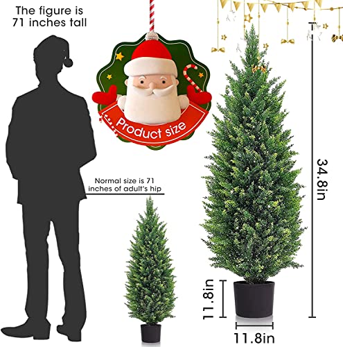 DLD Artificial Trees - Indoor Christmas Tree with Sunlight Resistant Foliage - Set of 2 Artificial Plants for Home and Office - Lifelike Artificial Trees for Christmas Decorations