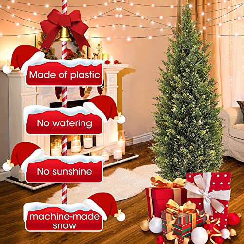 DLD Artificial Trees - Indoor Christmas Tree with Sunlight Resistant Foliage - Set of 2 Artificial Plants for Home and Office - Lifelike Artificial Trees for Christmas Decorations