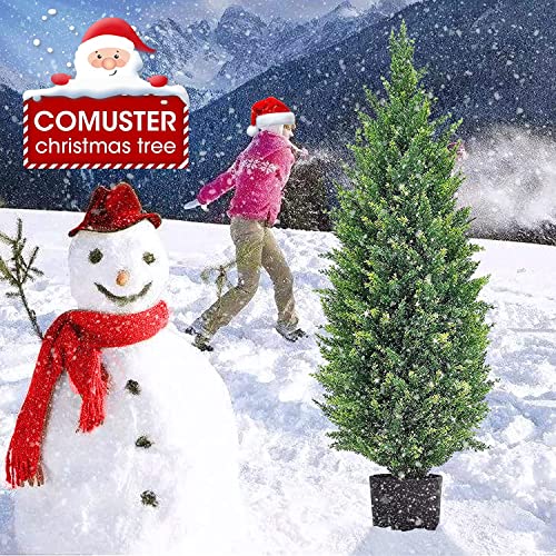DLD Artificial Trees - Indoor Christmas Tree with Sunlight Resistant Foliage - Set of 2 Artificial Plants for Home and Office - Lifelike Artificial Trees for Christmas Decorations